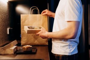 a man holding his order